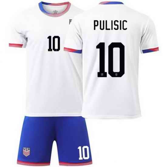 Youth American Team 10 Christian Pulisic 2024 25 Home Soccer Jersey Suit